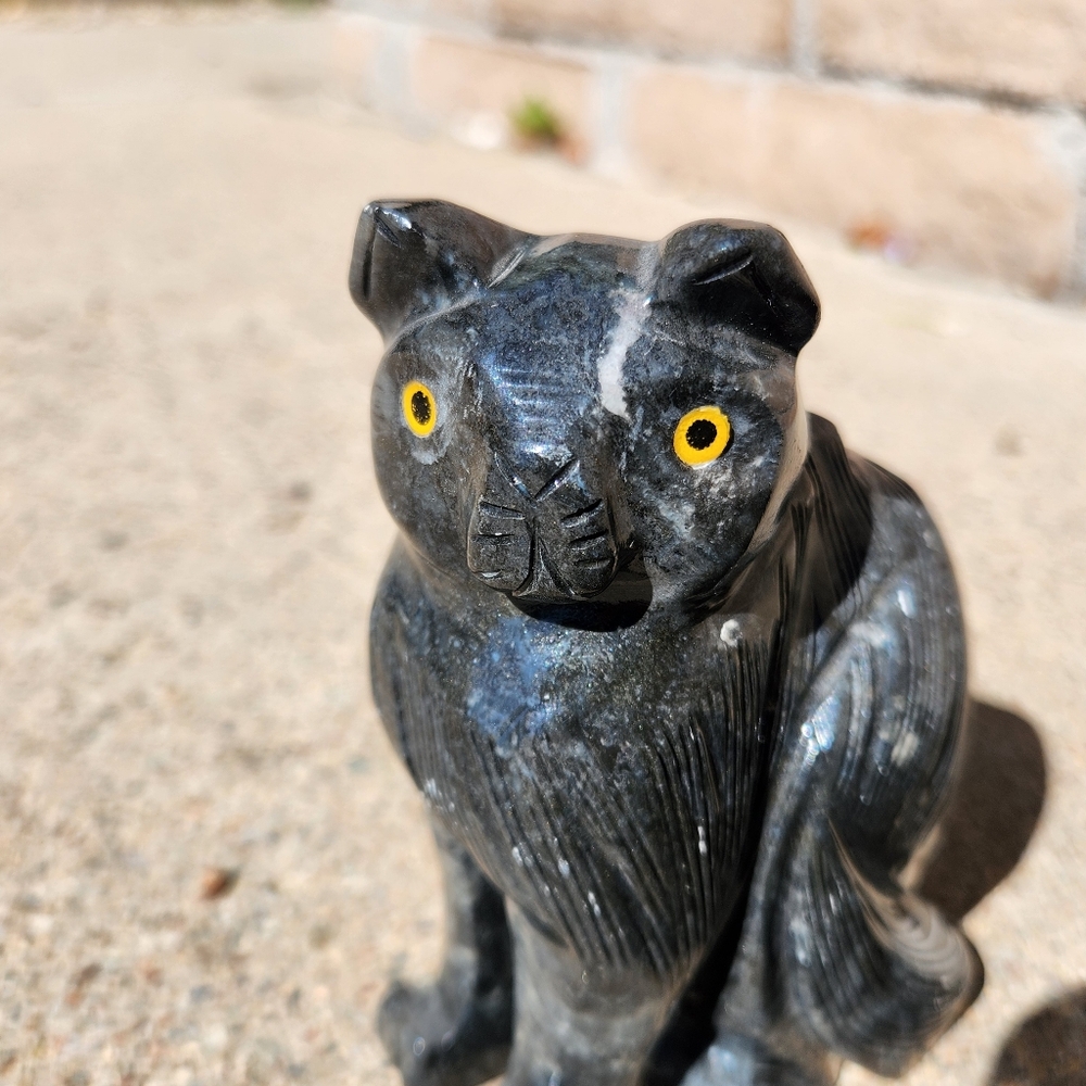 New Soapstone Gray Cat Figure - Picture 9 of 9